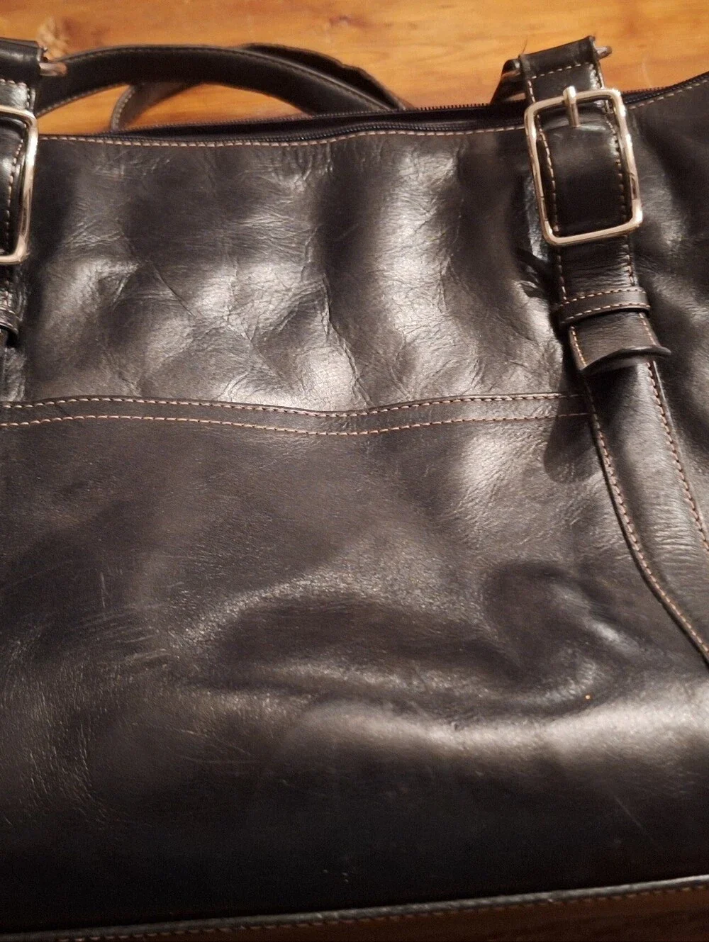 Fossil Classic Black Leather Computer/ Briefcase/Tote